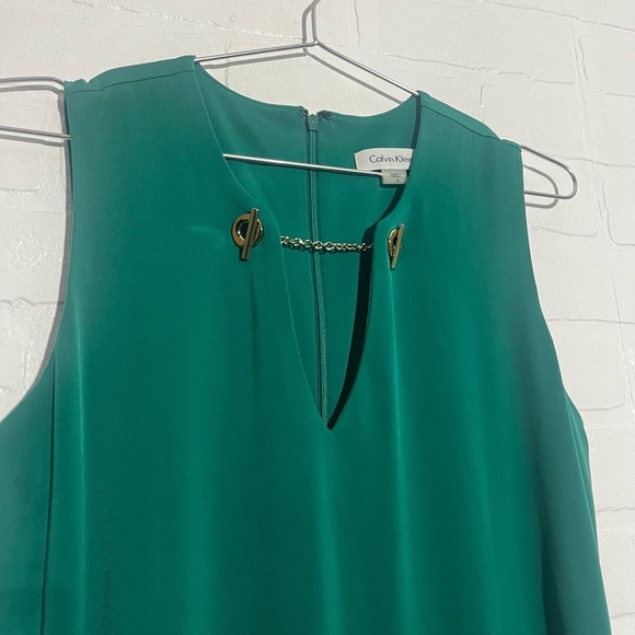Calvin Klein Womens Dress Green Formal Sleeveless Chain Detail Elegant Size 6 - Picture 2 of 6